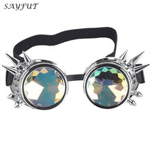 Load image into Gallery viewer, selling Kaleidoscope Rainbow Glasses Crystal Lenses Men Women Rivet Steampunk Goggles Cosplay Vintage Gothic Eyewear