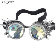 Load image into Gallery viewer, selling Kaleidoscope Rainbow Glasses Crystal Lenses Men Women Rivet Steampunk Goggles Cosplay Vintage Gothic Eyewear
