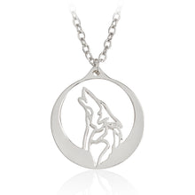 Load image into Gallery viewer, Howling Wolf With Silver Moon Pendant Necklace Gold Ethnic Animal Necklaces Men Boy Friend Simple Fashion Jewelry