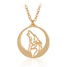 Load image into Gallery viewer, Howling Wolf With Silver Moon Pendant Necklace Gold Ethnic Animal Necklaces Men Boy Friend Simple Fashion Jewelry