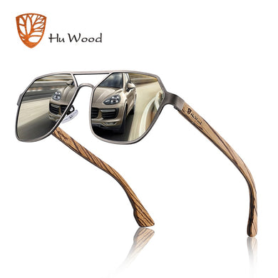 Occhiali da sole Hu Wood da uomo con lenti rosse polarizzate, marchio fatto a mano, Cool UV400, guida con custodia Oculos GR8039 