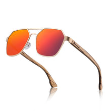Carica l&#39;immagine nel visualizzatore di Gallery, Occhiali da sole Hu Wood da uomo con lenti rosse polarizzate, marchio fatto a mano, Cool UV400, guida con custodia Oculos GR8039 