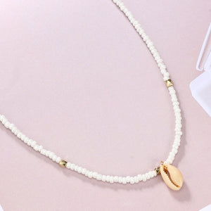 Bohemian Green Rhinestone Shell Choker Pendant Necklace for Women Charming Bead Jewelry Beach Outfits Collares 6947