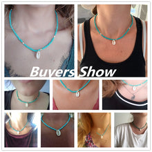 Load image into Gallery viewer, Bohemian Green Rhinestone Shell Choker Pendant Necklace for Women Charming Bead Jewelry Beach Outfits Collares 6947