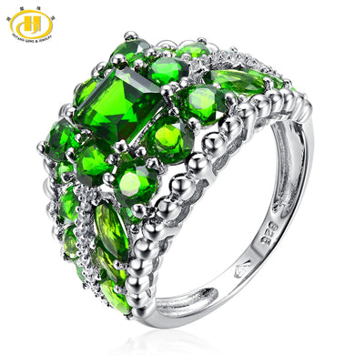 Hutang 4.03ct Natural Chrome Diopside Cluster Ring Solid S925 Sterling Silver Luxury Fine Jewelry Women's Birthd Gift
