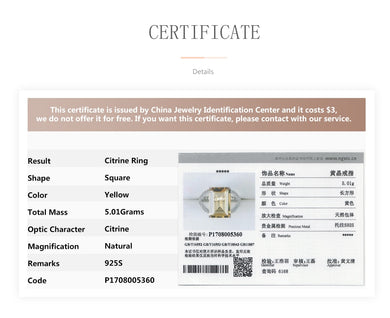 Hutang 6.16ct Natural Golden Citrine Cocktail Ring Solid 925 Sterling Silver Gemstone Fine Jewelry Women Accessories 2017 New