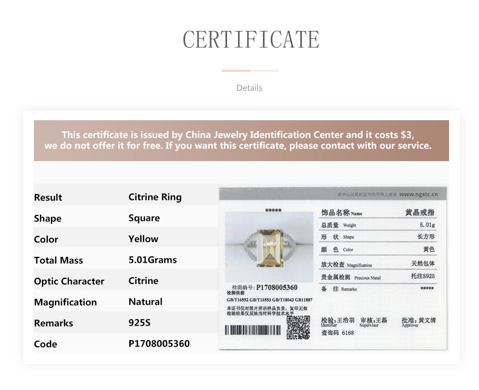 Hutang Anello da cocktail in citrino dorato naturale da 6,16 ct Anello in argento sterling massiccio con pietre preziose Gioielleria raffinata Accessori donna 2017 Nuovo 