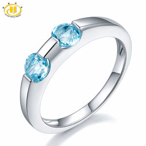 Hutang Engagement Ring Real Blue Topaz Gemstone Solid 925 Sterling Silver Jewelry Love Gift Fine Stone Jewelry Wedding Best Sale