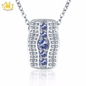 Hutang Gemstone Jewelry Natural Tanzanite 925 Sterling Silver Necklaces & Pendants For Women Gift Fine Fashion Stone Jewelry New