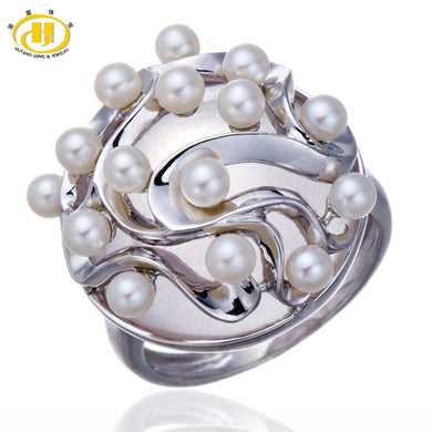 Hutang Luxury Jewelry Pearl & Rose Quartz Solid 925 Sterling Silver Ring Party Fine Gemstone Sterling-silver-jewelry