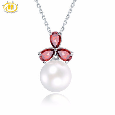 Hutang Collana con granato di perle d'acqua dolce naturali Collane e pendenti con pietre preziose in argento sterling 925 per regalo di gioielleria raffinata da donna 