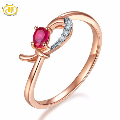 Hutang Natural Gemstone Ruby & Diamond Solid 18K Rose Online Engagement Rings Gold Diamond-Jewelry For Women 2017 Best Buy
