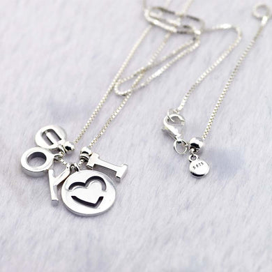 Ti amo pende con collana a catena in argento sterling adatta a qualsiasi scollatura Collana con ciondolo all'ingrosso fai-da-te da donna. Nuovi gioielli 