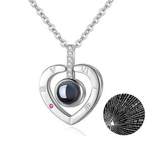 I Love You Necklace 100 Languages Heart Love Necklace Love Memory Projection Pendant Necklace for Women Gifts for Mother's Day