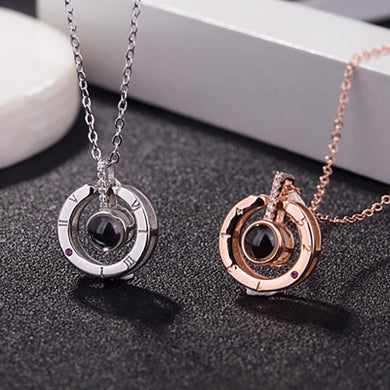 I Love You Necklace 100 Languages Heart Love Necklace Love Memory Projection Pendant Necklace for Women Gifts for Mother's Day