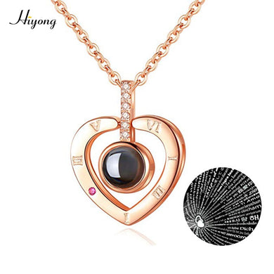 I Love You Necklace 100 Languages Heart Love Necklace Love Memory Projection Pendant Necklace for Women Gifts for Mother's Day