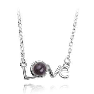 I Love You Necklace 100 Languages Heart Love Necklace Love Memory Projection Pendant Necklace for Women Gifts for Mother's Day