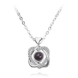 I Love You Necklace 100 Languages Heart Love Necklace Love Memory Projection Pendant Necklace for Women Gifts for Mother's Day
