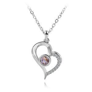 I Love You Necklace 100 Languages Heart Love Necklace Love Memory Projection Pendant Necklace for Women Gifts for Mother's Day
