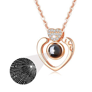 I Love You Necklace 100 Languages Heart Love Necklace Love Memory Projection Pendant Necklace for Women Gifts for Mother's Day