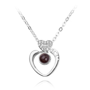 I Love You Necklace 100 Languages Heart Love Necklace Love Memory Projection Pendant Necklace for Women Gifts for Mother's Day