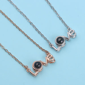 I Love You Necklace 100 Languages Heart Love Necklace Love Memory Projection Pendant Necklace for Women Gifts for Mother's Day