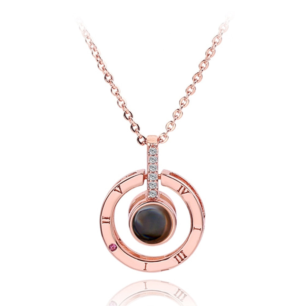 I Love You Necklace 100 Languages Heart Love Necklace Love Memory Projection Pendant Necklace for Women Gifts for Mother's Day