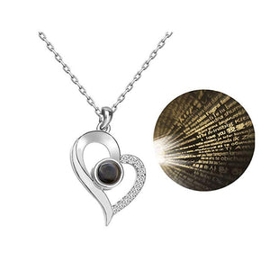I Love You Necklace 100 Languages Heart Love Necklace Love Memory Projection Pendant Necklace for Women Gifts for Mother's Day