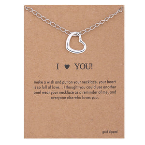 I Love You Necklaces & Pendants Fashion New Gold Silver Color Heart Lucky Collarbone Maxi Necklace Women