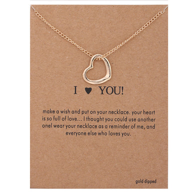 I Love You Necklaces & Pendants Fashion New Gold Silver Color Heart Lucky Collarbone Maxi Necklace Women