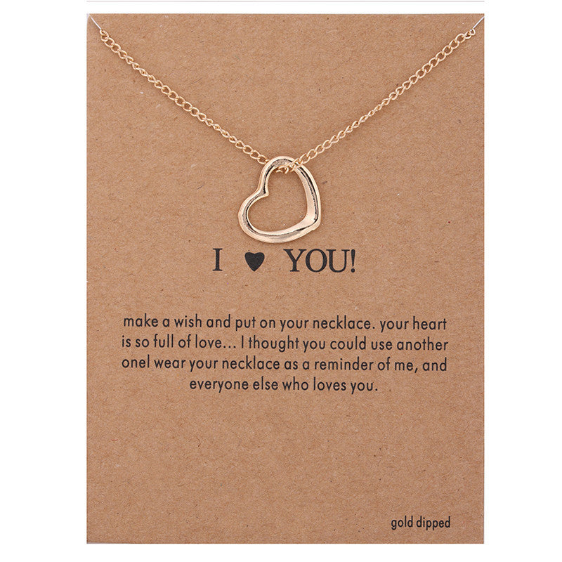 I Love You Necklaces & Pendants Fashion New Gold Silver Color Heart Lucky Collarbone Maxi Necklace Women