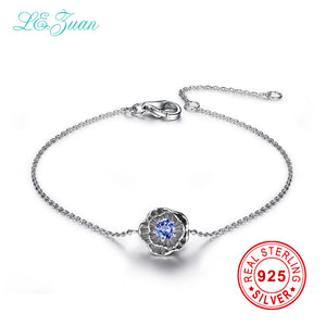 I&zuan 925 Sterling Silver Jewelry Bracelet 0.2ct Natural Tanzanite Lotus Flower Bracelets For women Fine Jewelry Christmas Gift