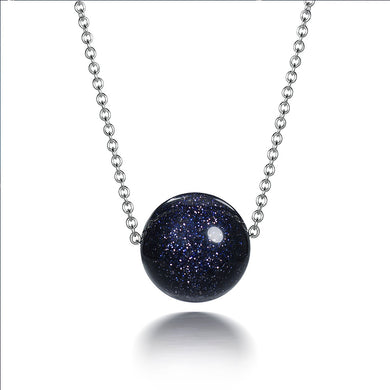 I&zuan 925 Sterling Silver Jewelry Pendant Necklace For Women Dark Sky Blue Bead Clavicular Party Necklaces Fine Jewelry 5007