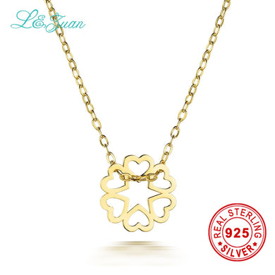 I&zuan Brand Sterling Silver Jewelry Plated Yellow Gold round lace Decorative Pattern 925 Sterling Silver Pendant Necklace
