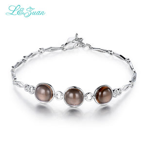 I&zuan Sterling Silver Jewelry Crystal Brown Ston Bracelet For Women 5.48ct Natural Smoky Quartz Bangels Accessories 4445