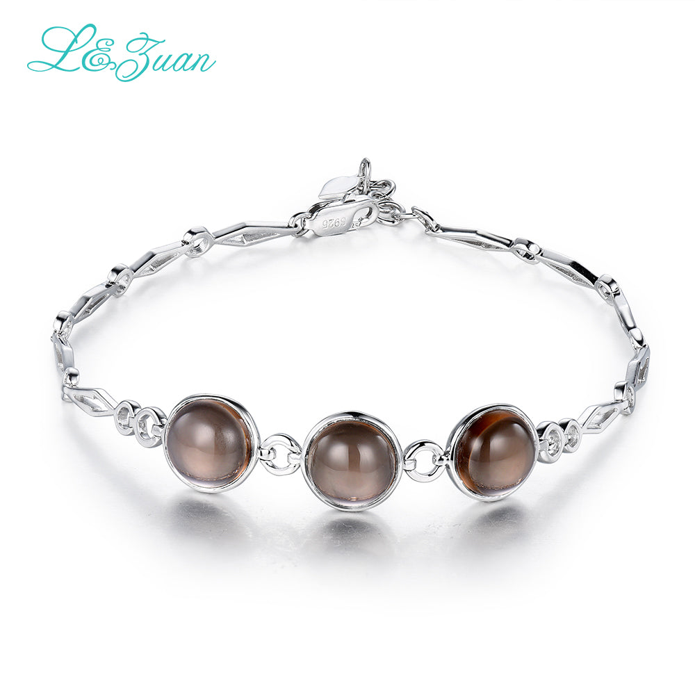 I&zuan Sterling Silver Jewelry Crystal Brown Ston Bracelet For Women 5.48ct Natural Smoky Quartz Bangels Accessories 4445