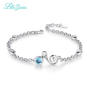 I&zuan White Gold 925 Sterling Silver Bracelet For Women Fine jewelry Natural Topaz Blue Gemstone Diamond Jewelry Bangles 5685