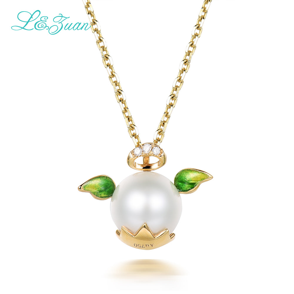 I&zuan sterling-silver-jewelry natural pearl jewelry angel wings pendant & choker necklace fine jewelry for women gift 0505