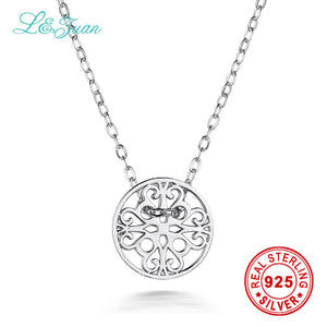 I&zuan trendy round decorative pattern pendant 925 sterling silver jewelry pendant necklace for women