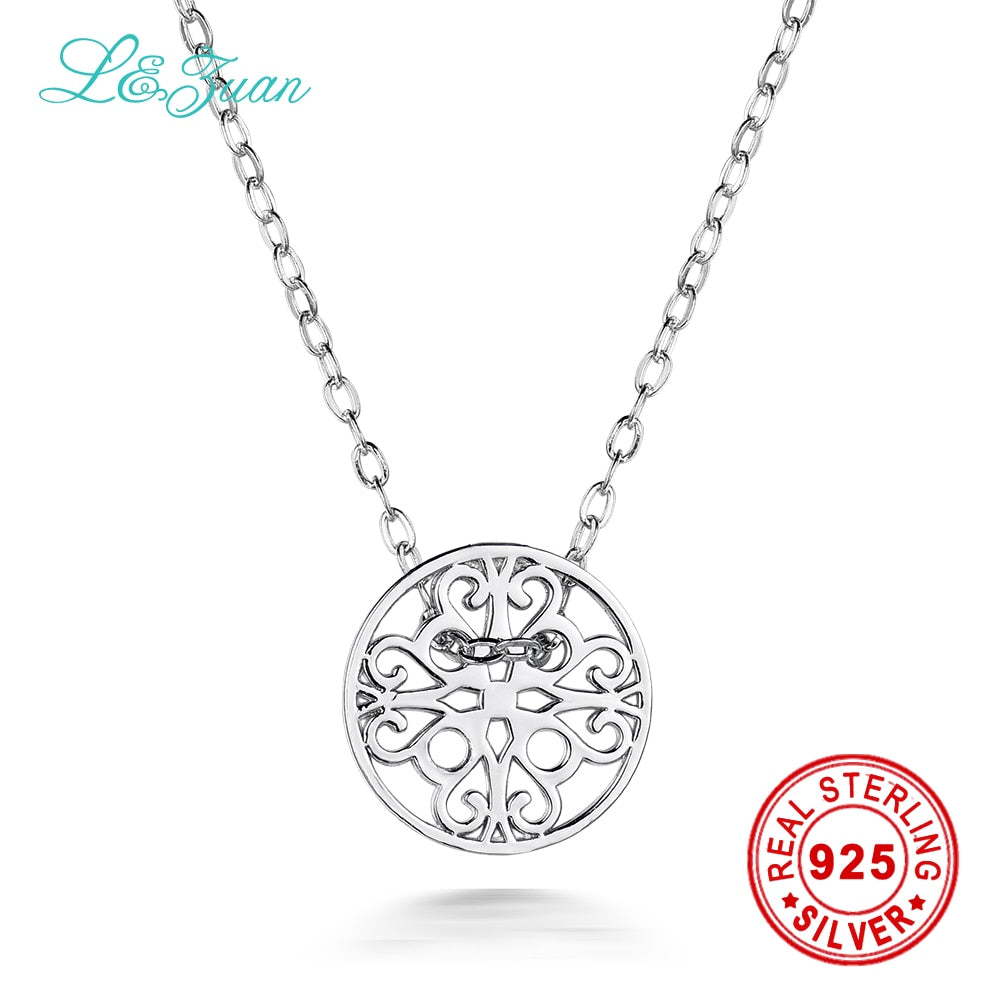 I&zuan trendy round decorative pattern pendant 925 sterling silver jewelry pendant necklace for women