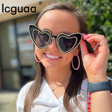 Load image into Gallery viewer, ICGUAA Brand Designer Heart Bling Sun Glasses Men Feminino Crystal Trendy Heart Diamond  Sunglasses 2023