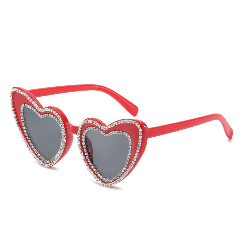 ICGUAA Brand Designer Heart Bling Sun Glasses Men Feminino Crystal Trendy Heart Diamond  Sunglasses 2023