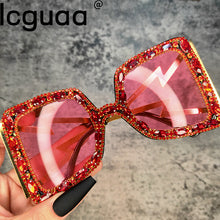 Load image into Gallery viewer, ICGUAA Retro Oversized Crystal Sun Glasses Women 2023 Festival Diamond Designer  Brand Women Bomb Sunglasses Rhinestone