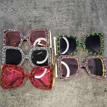Load image into Gallery viewer, ICGUAA Retro Oversized Crystal Sun Glasses Women 2023 Festival Diamond Designer  Brand Women Bomb Sunglasses Rhinestone