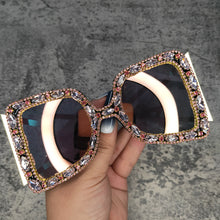 Load image into Gallery viewer, ICGUAA Retro Oversized Crystal Sun Glasses Women 2023 Festival Diamond Designer  Brand Women Bomb Sunglasses Rhinestone