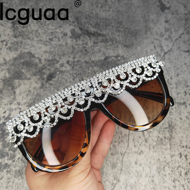 ICGUAA Retro Oversized Tassel Crystal Decor Sun Glasses Women 2023 Sparkle Babe Festival Diamond Sunglasses Women 2023 Trends