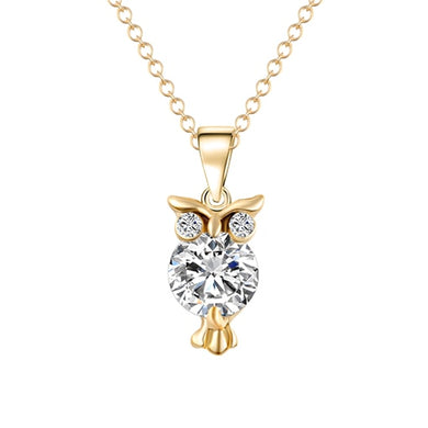 Fashion Gold Color Chain Necklace Crystal Zircon Lovely Animal Owl Pendants Silver Color Necklaces Jewelry For Women Gift