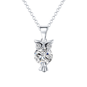Fashion Gold Color Chain Necklace Crystal Zircon Lovely Animal Owl Pendants Silver Color Necklaces Jewelry For Women Gift