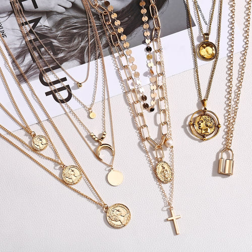 IF YOU Boho Coin Shell Rose Pendant Necklace For Girl Moon Crystal Choker Necklaces Women Beach 2020 Fashion Statement  Jewelry
