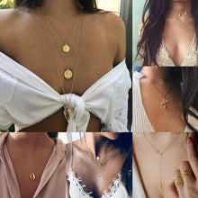 Load image into Gallery viewer, IF YOU Boho Coin Shell Rose Pendant Necklace For Girl Moon Crystal Choker Necklaces Women Beach 2020 Fashion Statement  Jewelry